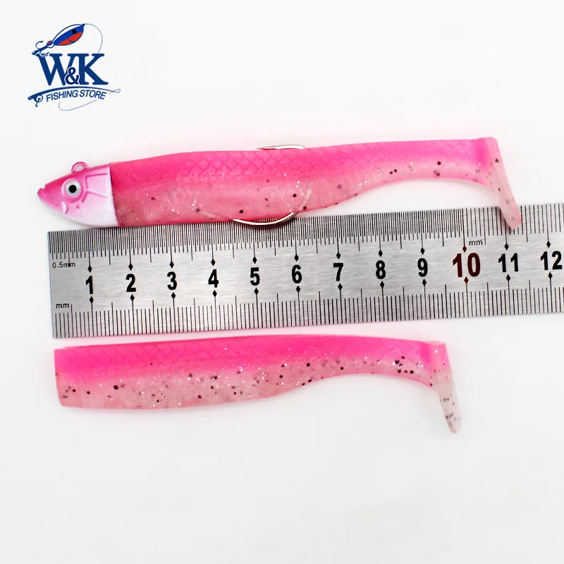 Super Soft Bait set at M09 Weedless Minnow 14g JIG Head 9cm Fishing Lure for Bass Zander Fishing Shad Black Minnow Action