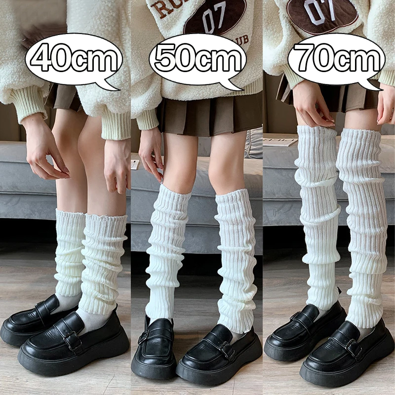 Y2K Women's Leg Warmers Japanese Lolita Long Socks Wool Knitted Foot Cover Arm Warmer Autumn Winter Crochet Heap Sock Boot Cuffs