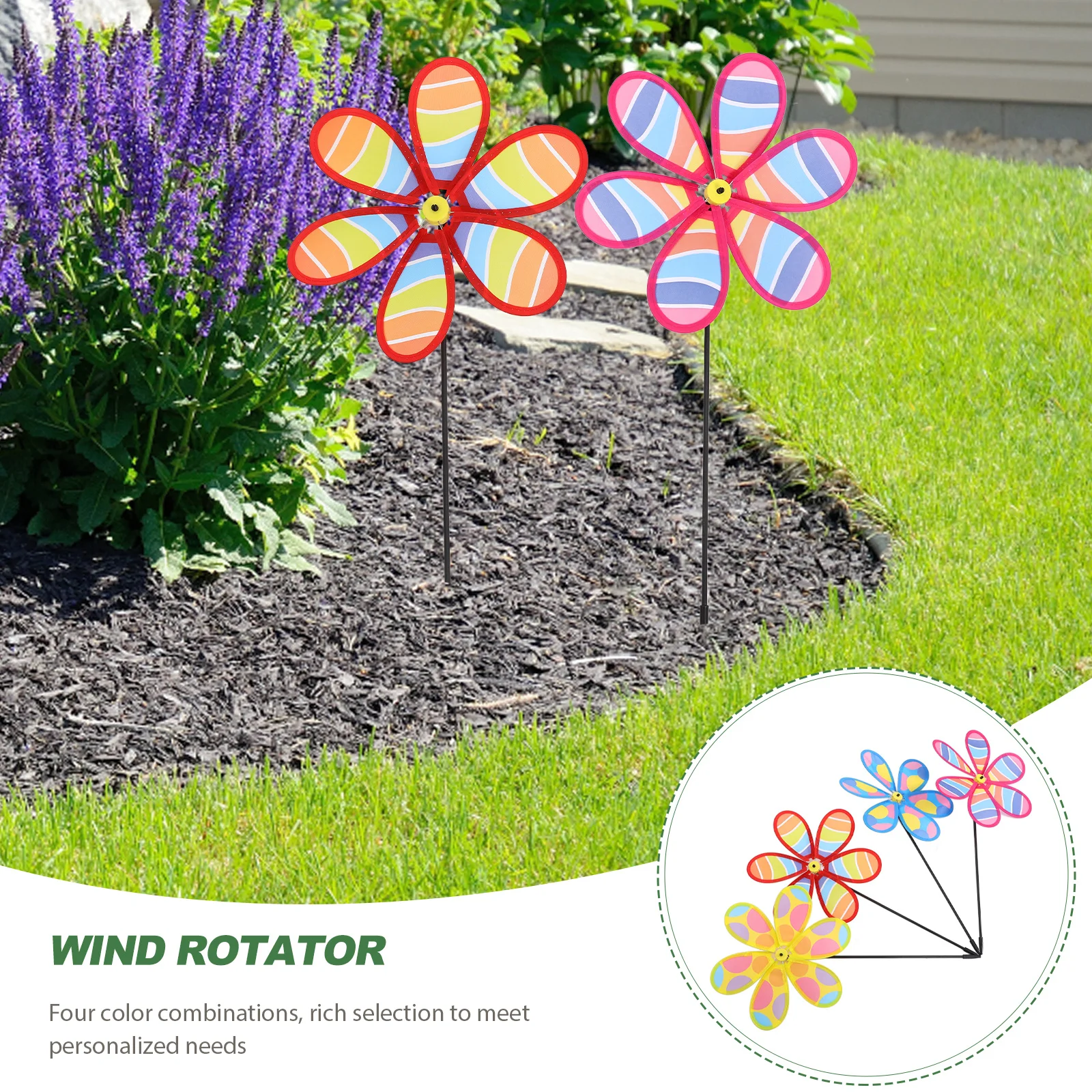 

4Pcs Outdoor Wind Spinners for Garden Yard Decor - Colorful Pinwheel Spinning Craft, Bright Fun Landscape Inserting Decoration