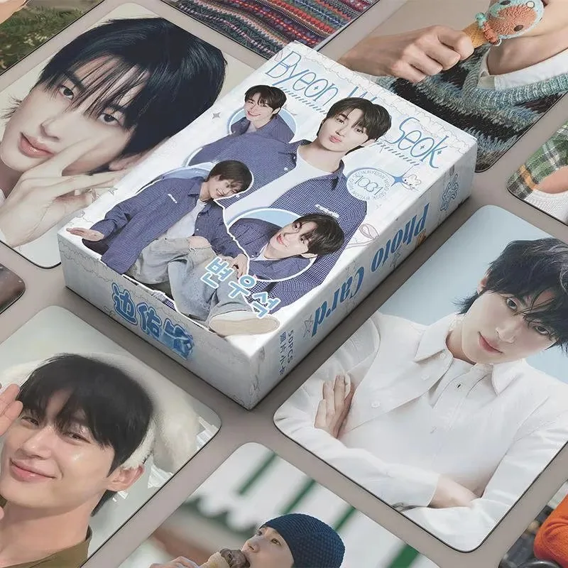

50 шт., набор голографических фотокарт Byeon Wooseok с корейской звездой-драматический набор Loverly Runner, лазерная ломо-карта, подарок для косплея