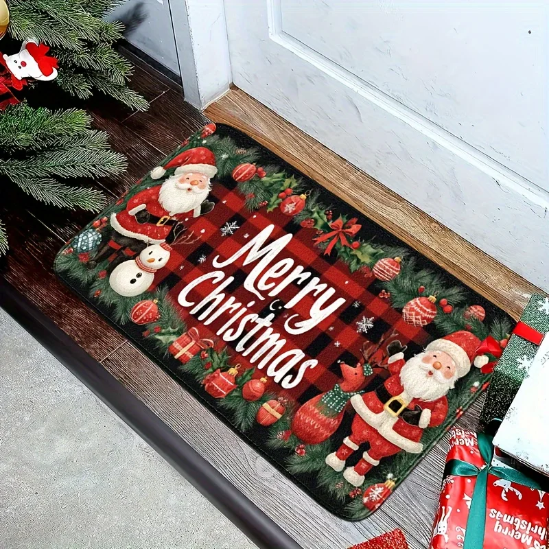 Vikama Santa Claus Carpet Kitchen Rug Carpet For Live Room  Large Area Rugs Bedside Rugs Waterproof Floor Carpet Christmas Decor