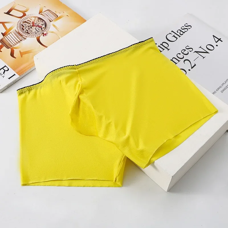 

Quick Drying Ice Silk Soft Men's Flat Boxer Shorts Convex Pouch Underwear Intimate Boxershorts Men Swimming Trunks Шорты Мужские