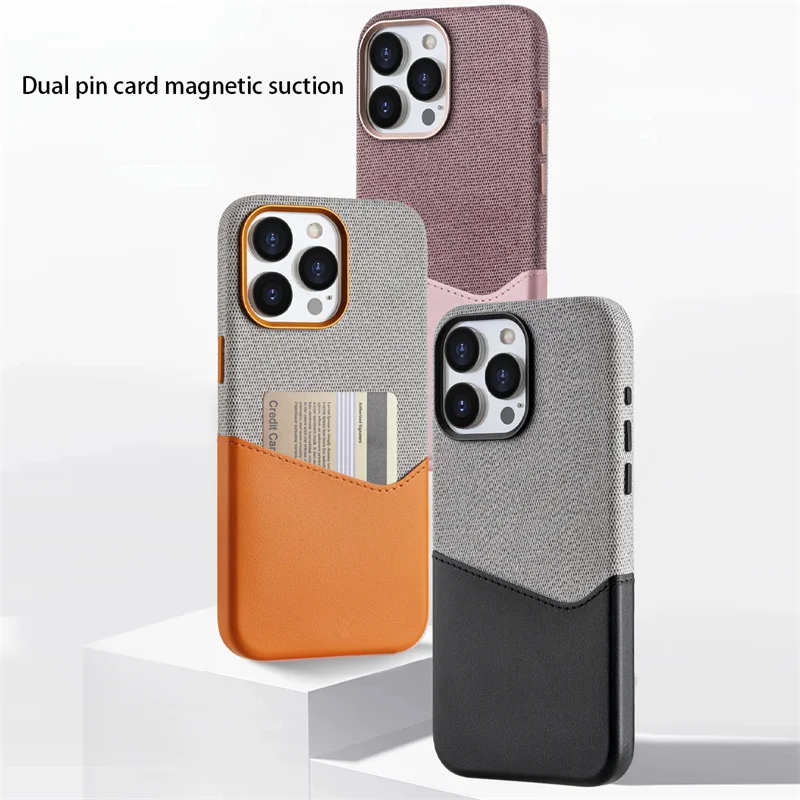 Double Leather Microfiber Flocked Magnetic Phone Case For iPhone 13 12 14 15 16 Pro Max Plus Wallet Card Insertion Protective