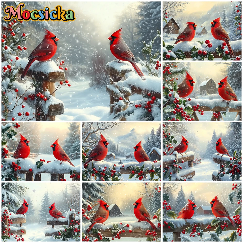 

Mocsicka Winter Snow Photo Backdrop New Year Party Bird House Decorations Christmas Family Baby Festival Photography Backgrounds