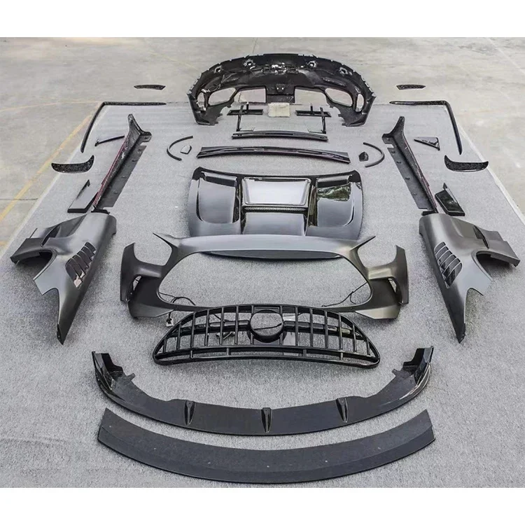 طقم هيكل من ألياف الكربون الجافة على طراز السلسلة السوداء غطاء المصد الأمامي الخلفي لـ GT GTS GT GTR