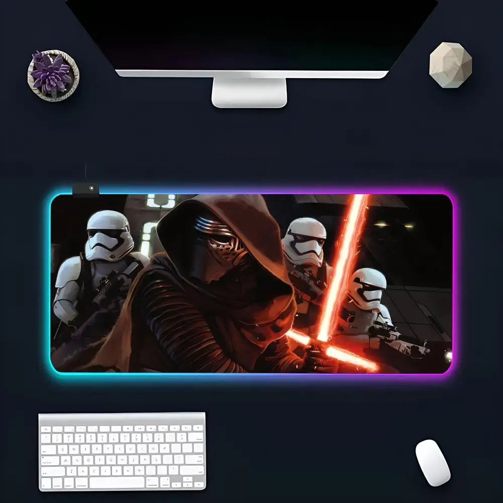 S-Stars W-Warss D-Darths V-Vaders Mouse Pad Large RGB Mouse Pad XXL LED Mouse Mat Japan Mousepads Table Pads Keyboard Mats Desk