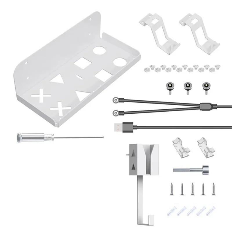 

ABRJ-Wall Mount Storage Bracket Space-Saving Stand With Gamepad And Headphone Holder For Sony Playstation 5 Slim White