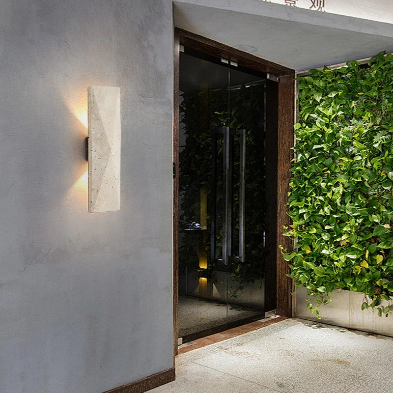 

2025 Outdoor Waterproof Wall Lamps Strip Stone Wall Lights LED Wall Lamp Bedroom Exterior Outdoor Lighting 110V 220V Fixtures