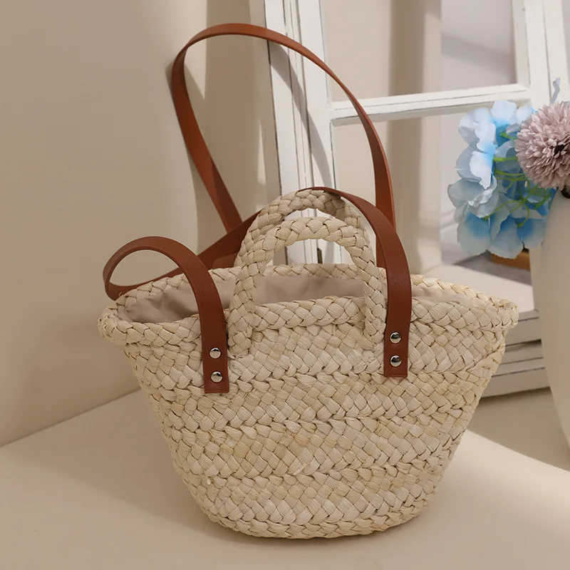 Straw Basket Tote Crossbody Bags for Women Small Wallet Handbag Ladies Rattan Woven String Shoulder Bag