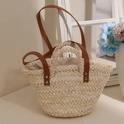 Straw Basket Tote Crossbody Bags for Women Small Wallet Handbag Ladies Rattan Woven String Shoulder Bag