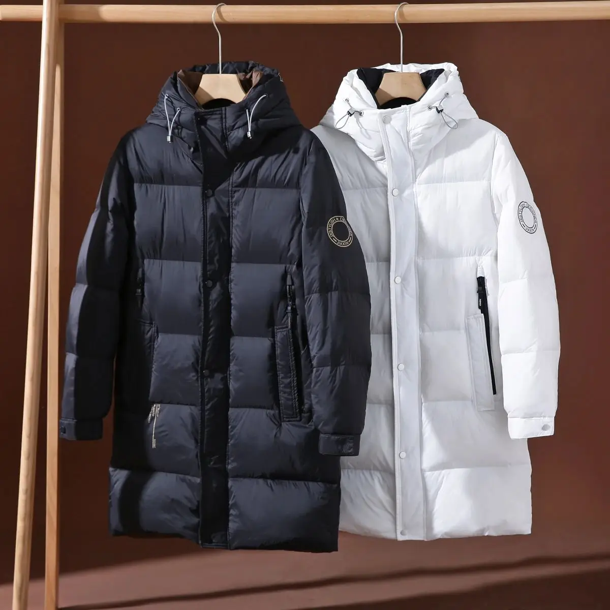 

Мужское пуховое пальто с капюшоном средней длины, зимнее пальто на гусином пуху, теплая морозостойкая повседневная верхняя одежда, белое гусиное перо