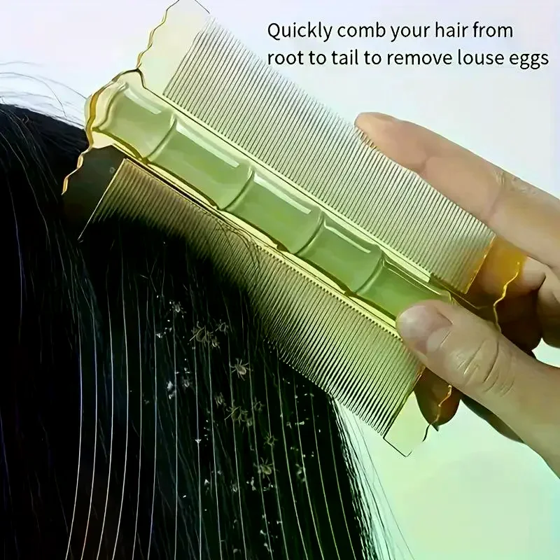 Plastic Bamboo Node Comb Double Sided Encrypted Teeth Removing Head Lice Dandruff Removal Scalp Hair Comb Practical Tool