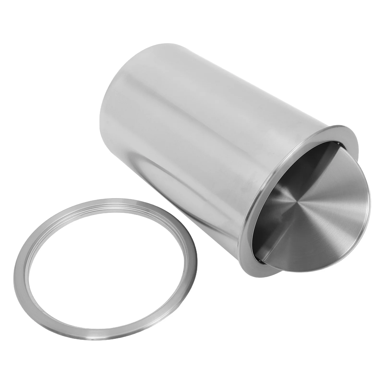 

1 Set Stainless Steel Embedded Trash Can Countertop Built-In Waste Bin Space Saving Drop- For Kitchen Bathroom Silent