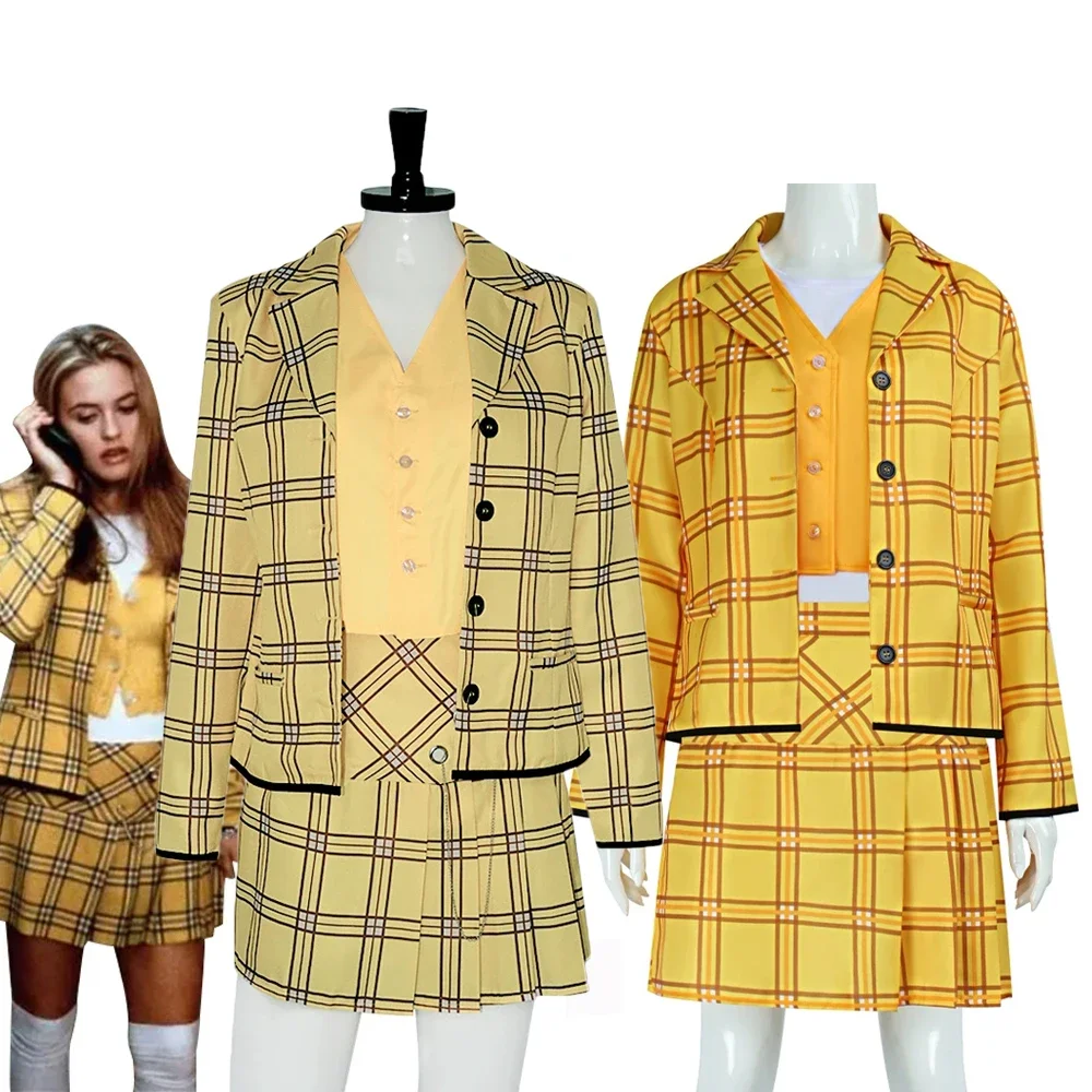 فيلم جاهل شير Horowitz تأثيري حلي المرأة معطف أصفر تنورة دعوى زي مدرسي ملابس الهالوين #1