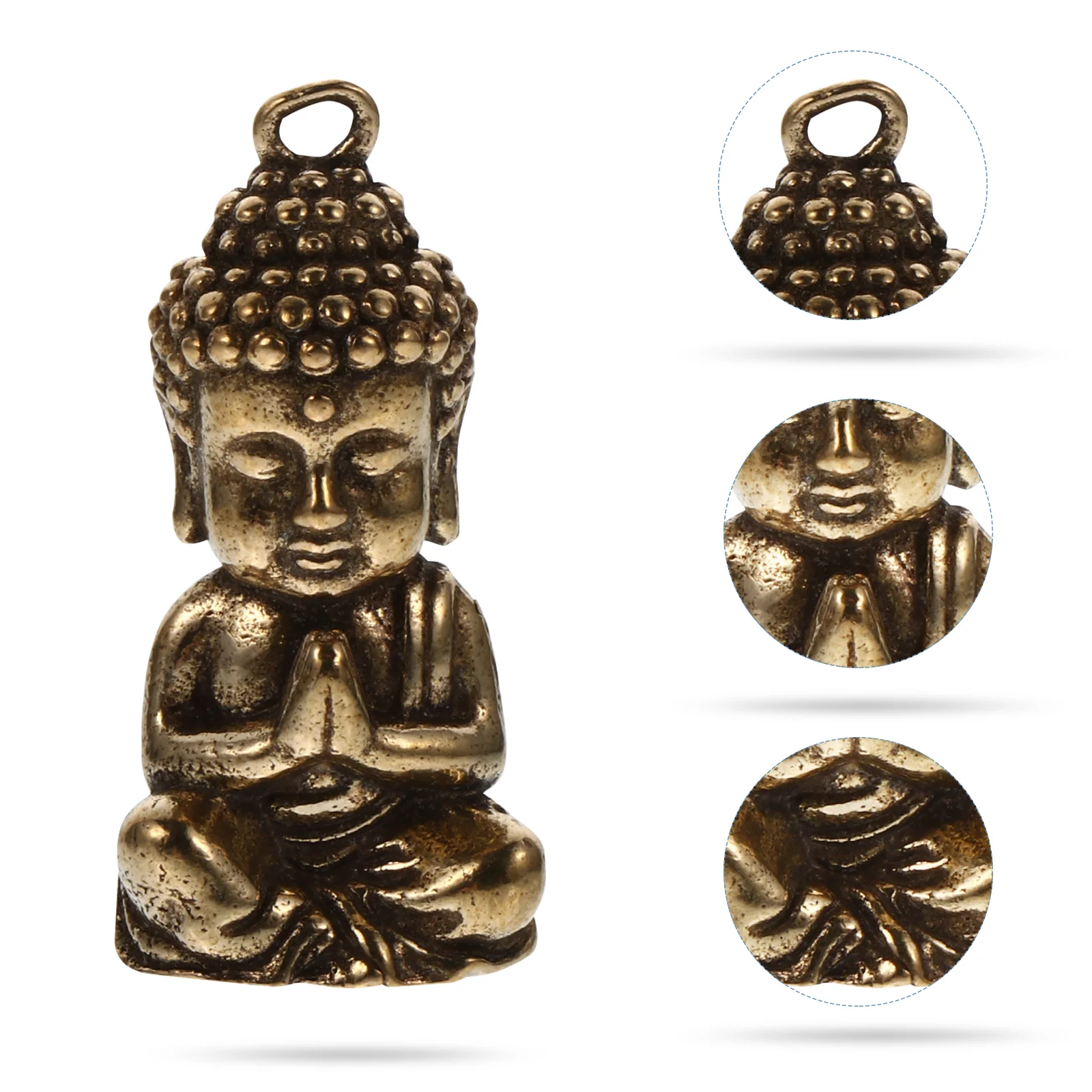 2 Pcs Desktop Pure Copper Buddha Necklace Lucky Statue Brass Crafting Jewelry Findings Pendant Charm