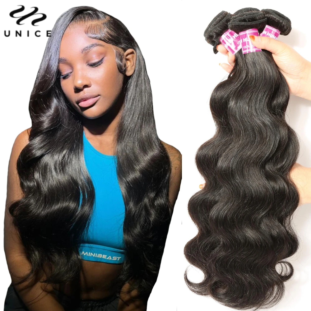 Unice Hair Body Wave Bundels 100% Menselijk Haar 8-30Inch Natuurlijke Kleur Naaien In Geweven Menselijk Haar Bundels Groothandel 1/3/4 Bundels Deal