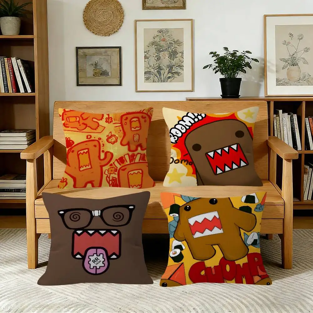 Capa de Almofada Decorativa de Sofá com Estampa Dupla Face de Pelúcia Curta, Tema D-omo kun Rosa, Desenho Animado Engraçado e Fofo