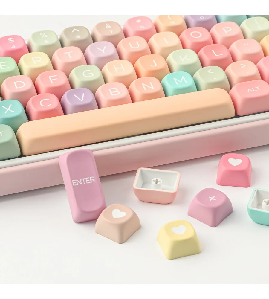 Rainbow candy magnetic axis keycap 126 key PBT material MOA highly sublimation process Suitable for mechanical keyboard