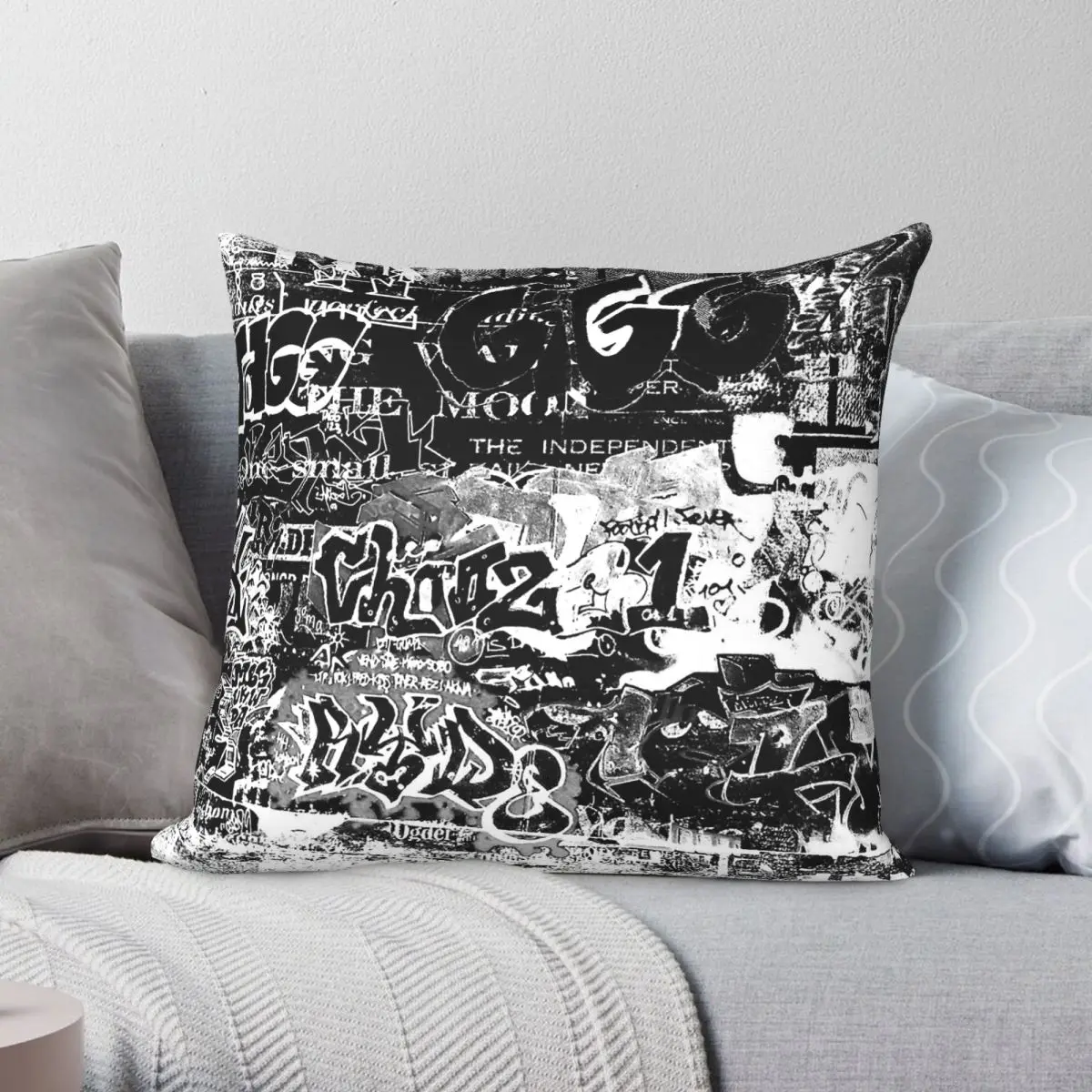 Graffiti Street Art Square Pillowcase Polyester Linen Velvet Pattern Zip Decorative Pillow Case Home Cushion Cover
