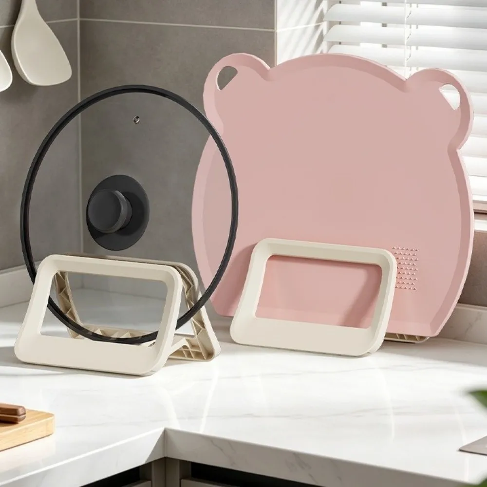 Plastic Pot Lid Storage Rack Breathable Mold-resistant Chopping Board Organizer Space Saving Stable Pot Cover Shelf Pantry