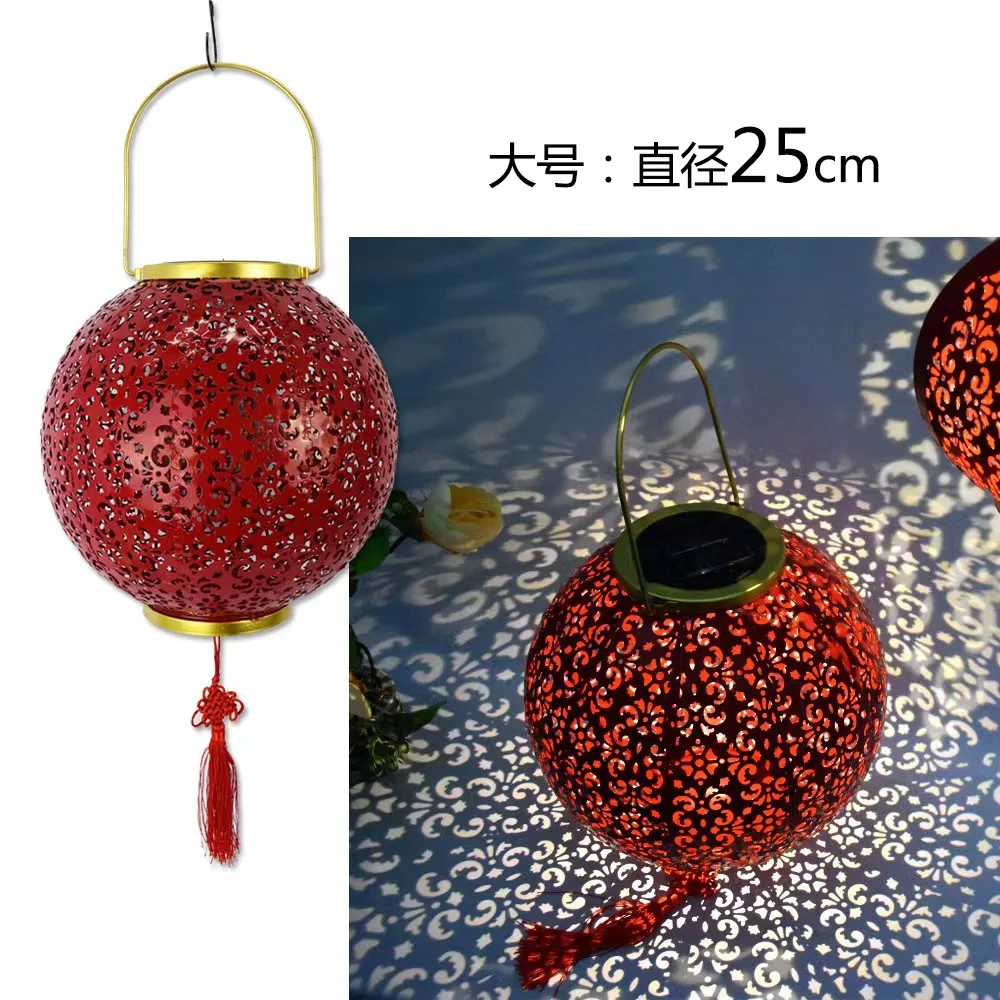 

Chinese style solar energy lucky character red lantern courtyard balcony festive Spring Festival Chinese style light garden