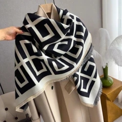 New Warm Winter Scarf Cashmere Women Pashmina Design Print Shawls Wrap Female Thick Blanket Soft Bufanda Stoles Fashion Kerchief