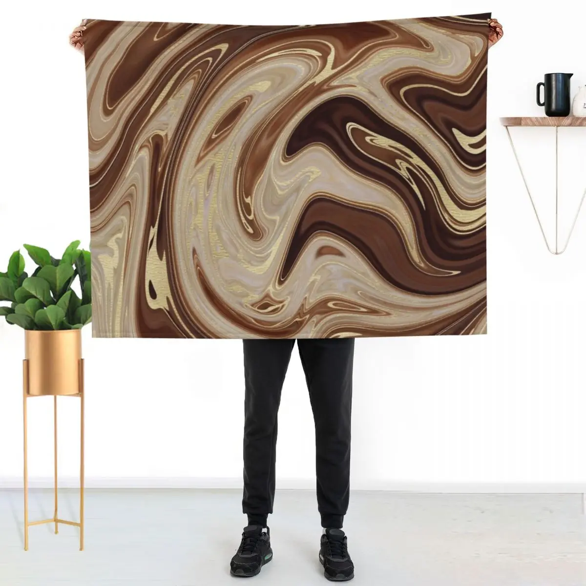 

Gold Marble Swirls Throw Blanket Thin Soft Blanket for Summer Night Sleeping