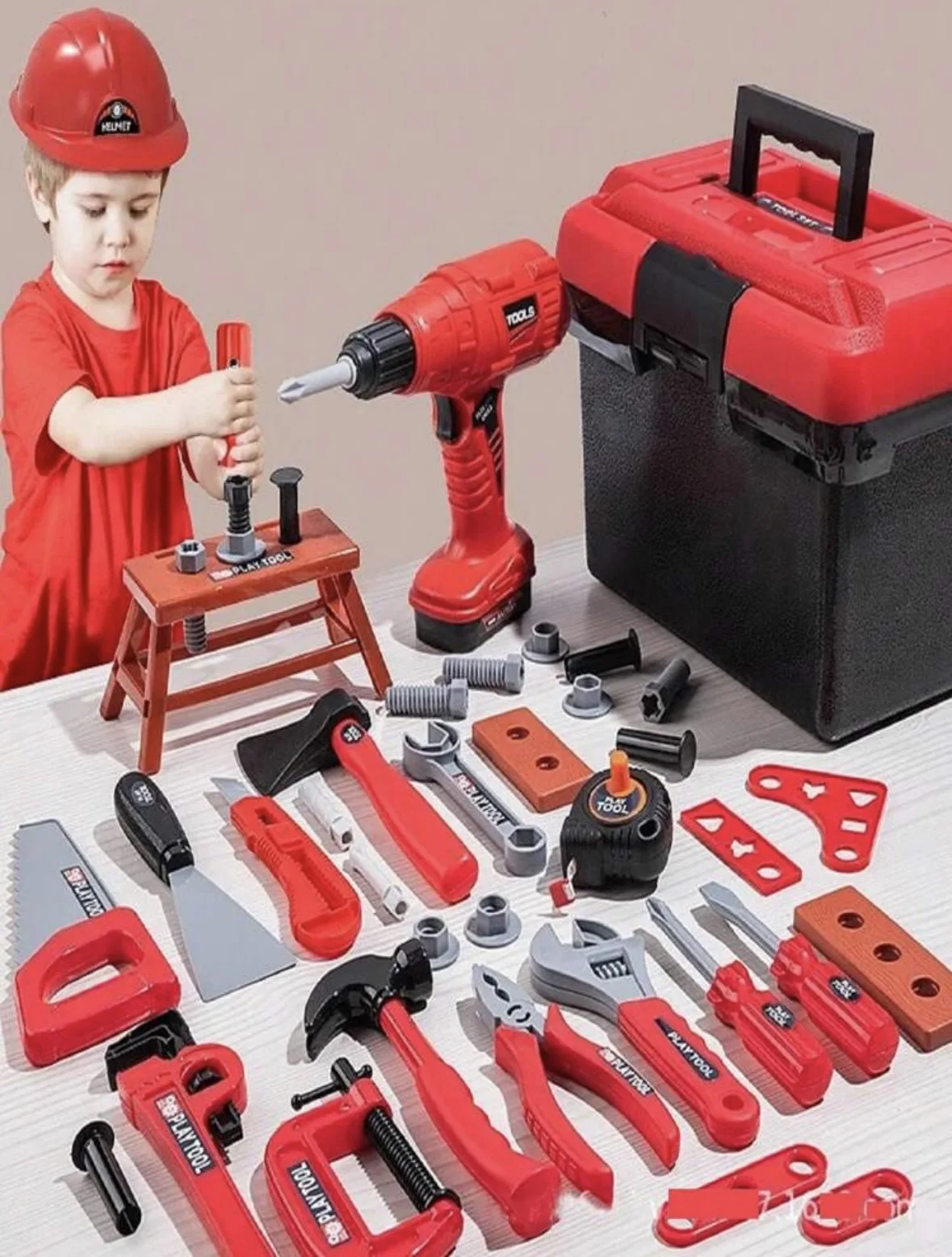 Kids Tools Set Toys 68/55/41/38  Simulated Repair Tool Set Pretend PlayEngineer Plastic Construction Toys Toddler Kids Boys Gift