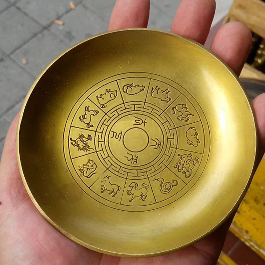 

Copper Pen Wash Saucer Tray Adornment Ink Container Brush Washer Elegant Classic Durability Practical Creative Pattern Gift