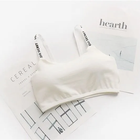 Sexy Seamless Detachable Padded Sling Cotton Bra Casual Letter Printing Bra Fitness Breathable Ladies Bra