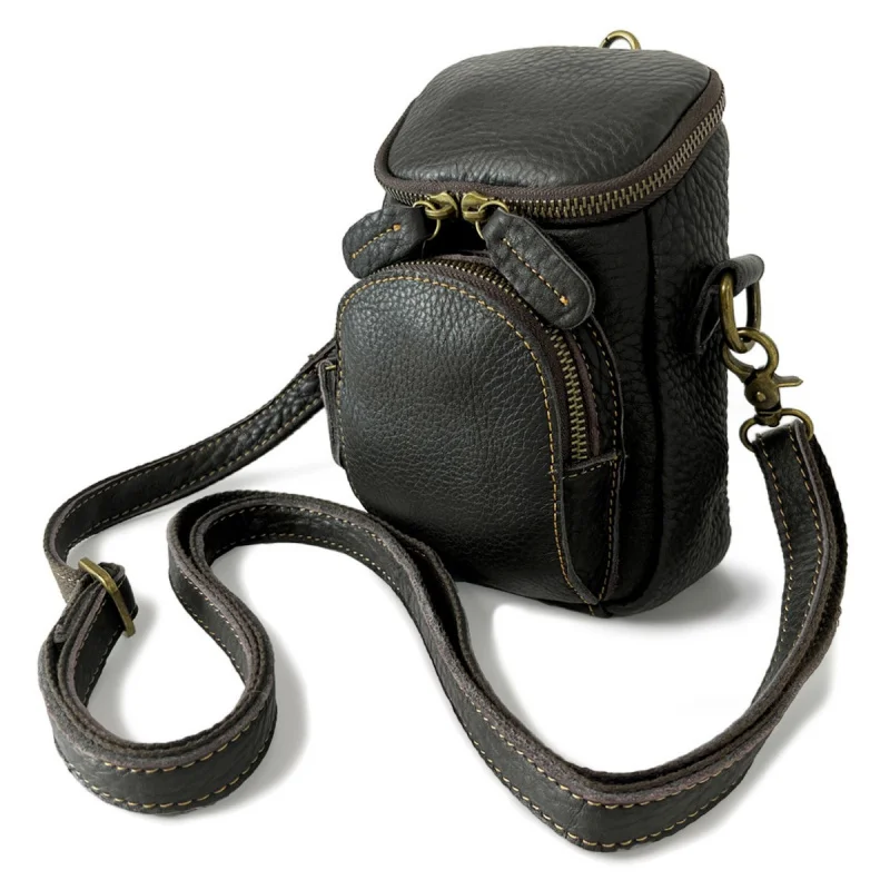 New Vintage Men's Cow Leather Shoulder Bag Male Chest Crossbody Casual Waist Phone Bag for Men