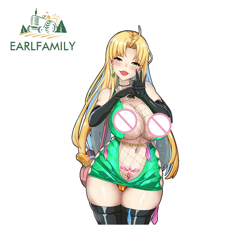 EARLFAMILY 13cm x 7cm Succubus Big Breasts Waifu Car Stickers Female Uniform Ahegao Auto Accessories Tattoos Original Decals