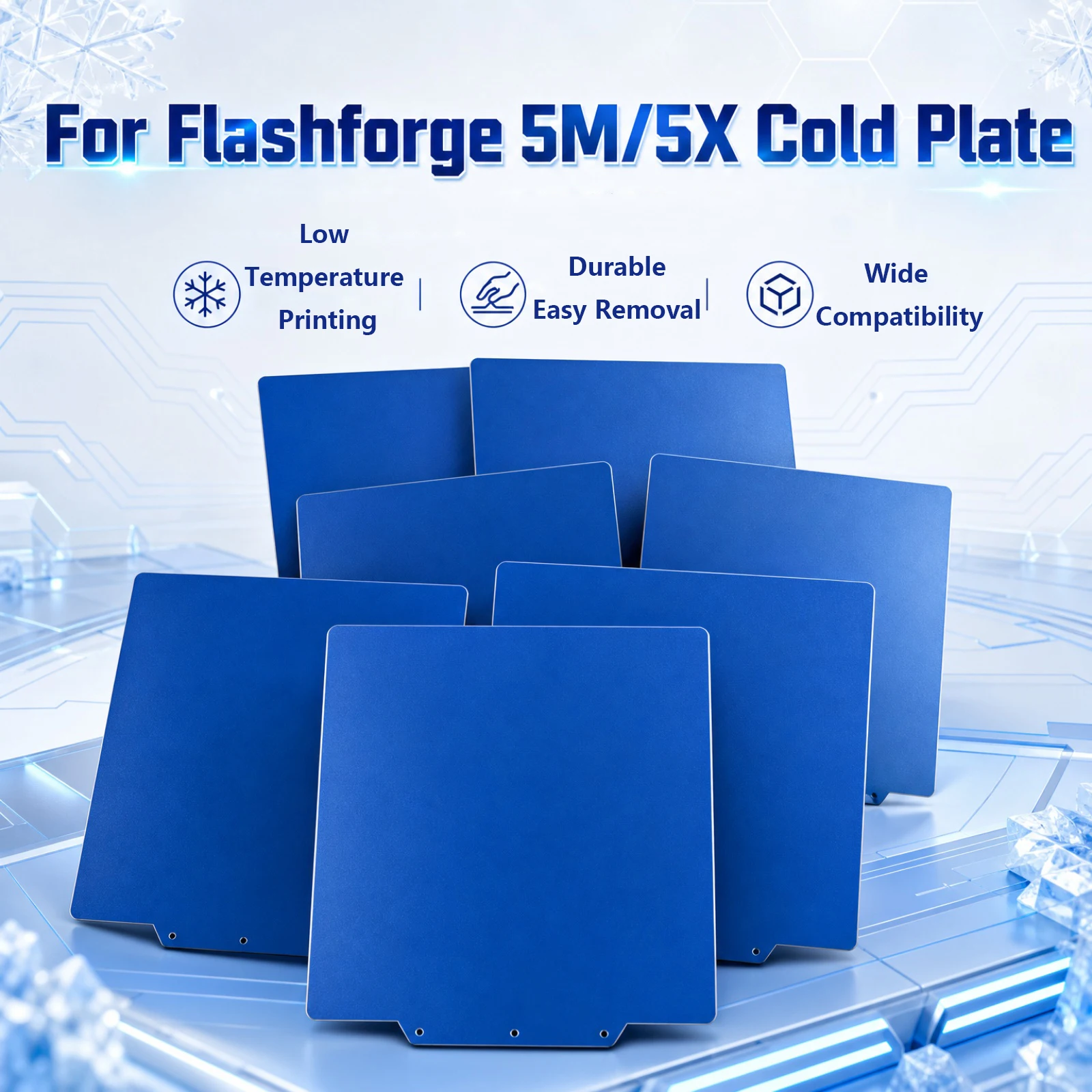 Cold Build Plate C5 For Flashforge Creator 5 Build Plate Bed Fit PLA PETG Save Power for Flashforge C5 Pro Reduce Machine Load