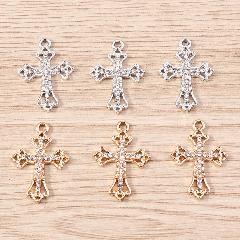 10 stücke 17x29mm Mode Kristall Kreuz Charms Anhänger für die Herstellung von DIY Tropfen Ohrringe Halsketten handgemachte Schlüssel anhänger Schmuck Ergebnisse – Detail 8
