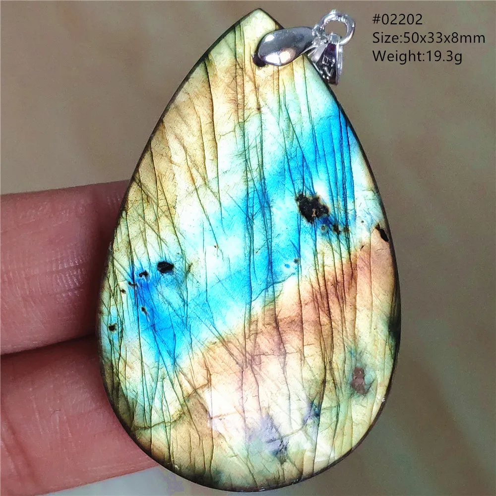 Natural Colorful Light Labradorite Pendant Jewelry Water Drop Gold Blue Labradorite Bead Necklace Women Men AAAAAA