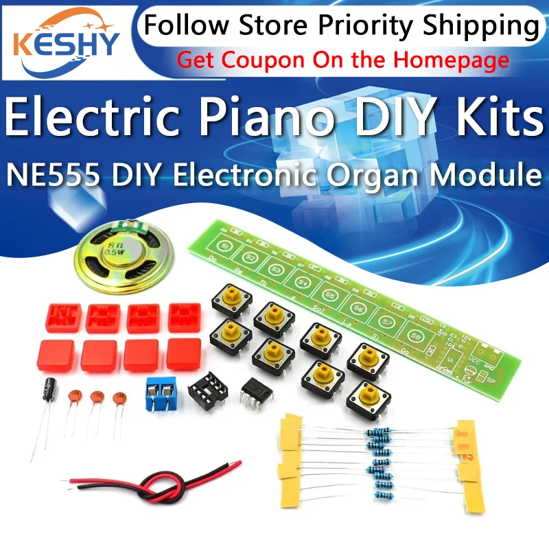 Kits de bricolaje de piano eléctrico, NE555, módulo de órgano electrónico DIY, kits de aprendizaje de práctica de soldadura electrónica, módulo de órgano electrónico