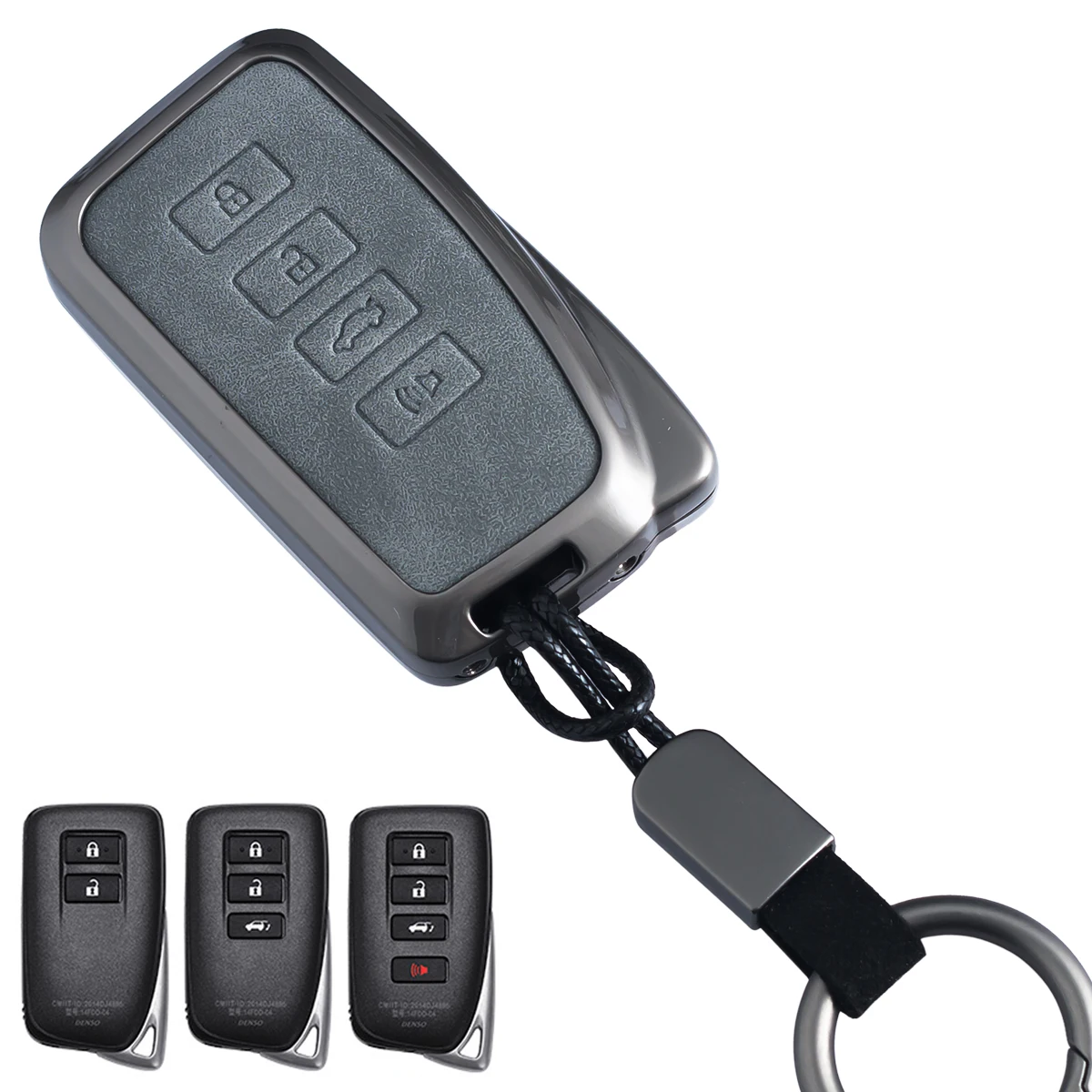 For Lexus ES IS RX NX LX RC GS 300 300h 350 450h 200t Metal Leather Car Key Fob Cover Case Keychain Accessories