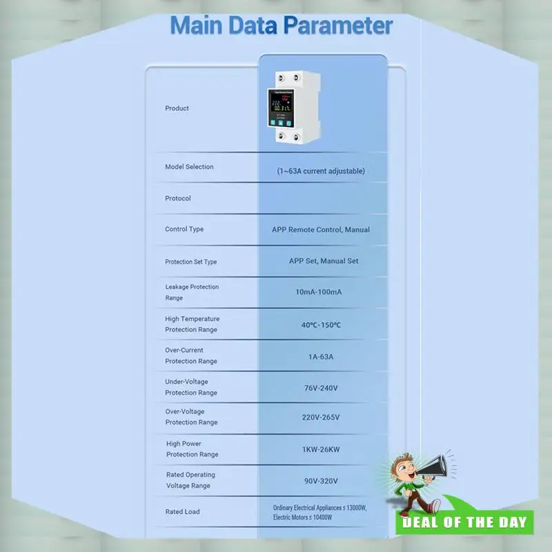 24-Hour Delivery 2X Zigbee TUYA Smart Life 2P/63A Circuit Breaker Earth Leakage Over Under Voltage Protection Protector