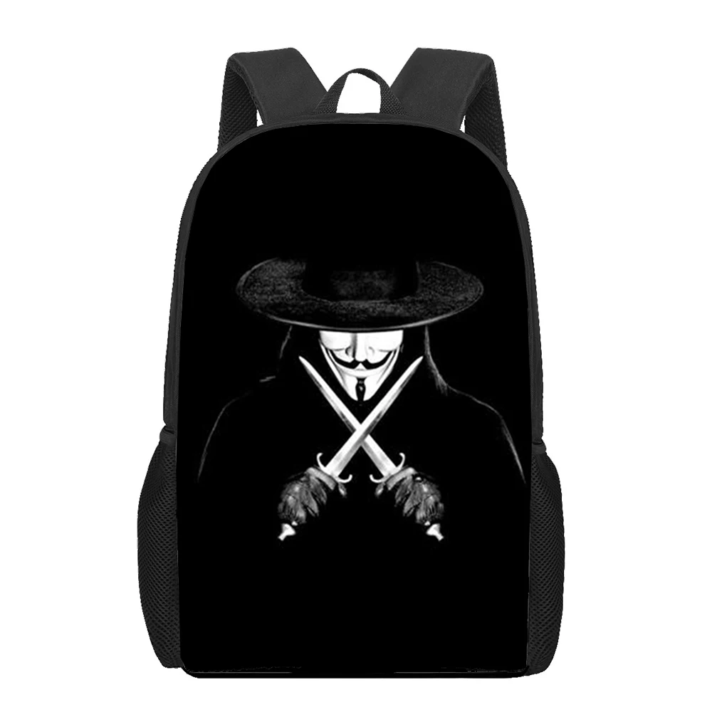 V untuk Vendetta ransel bergambar tas buku anak laki-laki perempuan ransel bahu remaja ransel penyimpanan bepergian kasual tas Laptop