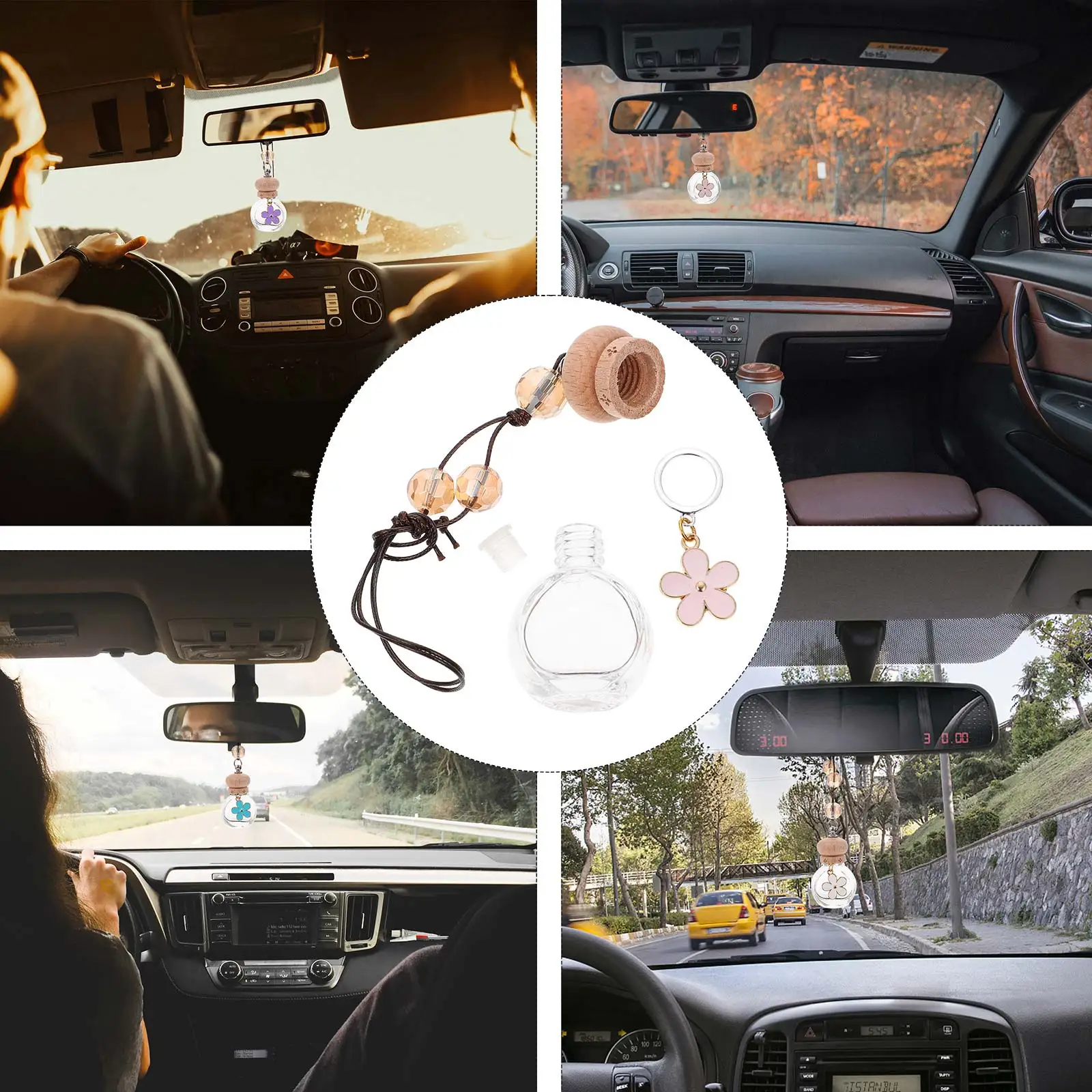 

5Pcs 8Ml Perfume Bottle Pendant Car Freshener Hanging Essential Oil Diffuser Aromatherapy Air Purifier for Car Home Decor Gift