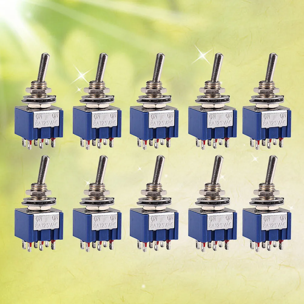 10Pcs Spdt 2-Position Latching Toggle Switch 6A 125V Ac on-on Blue for Lights Motors Low High Voltage Circuits Guitar Pickup