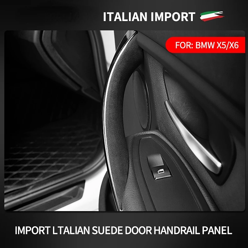 Italy Super Suede Cover for BMW X5 E70 F15 X6 E71 E72 F16 2007-2018 Car Door Handle Pull Protective Interior Trim Accessories