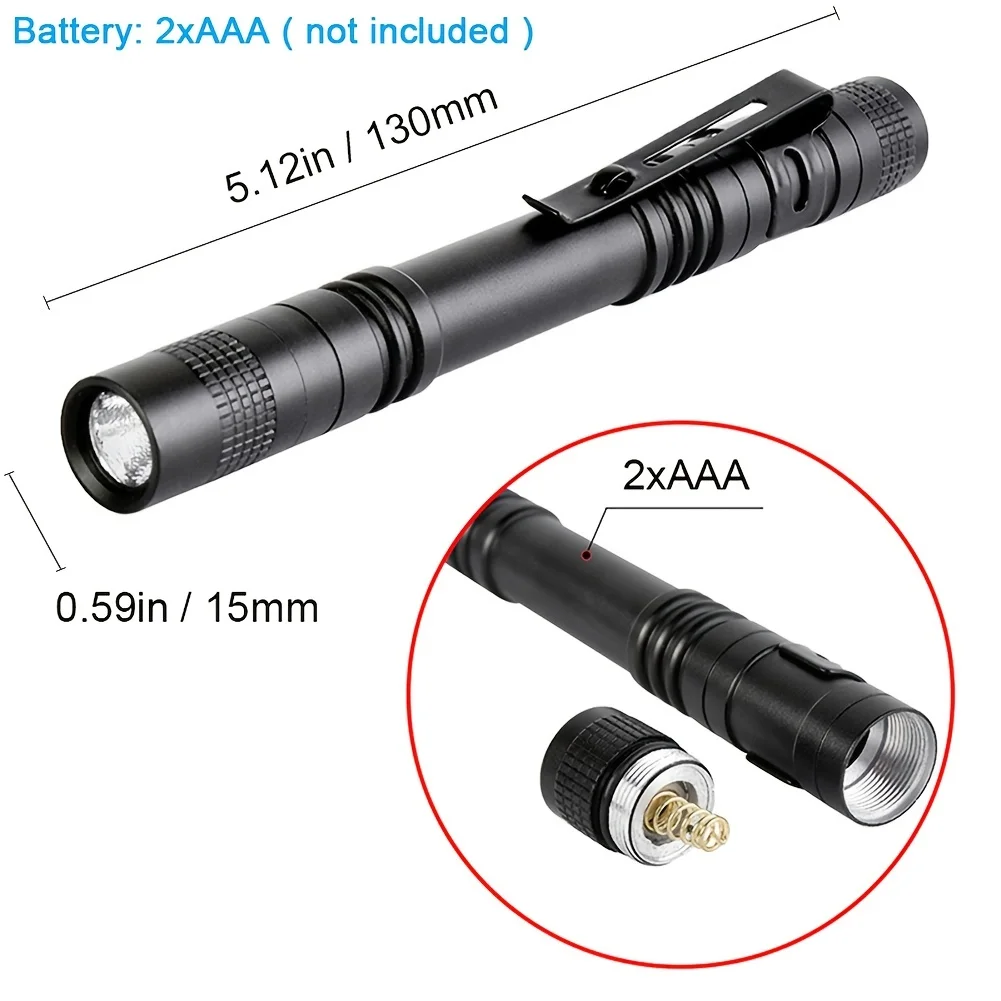 Mini Portable LED Zoomable Pen Light Pocket Handheld Flashlight Cap Lantern Torch for Camping Outdoor Emergency Hiking