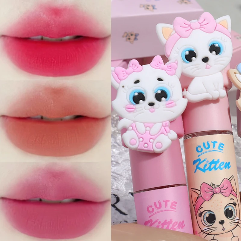 Korean Matte Lip Mud Lip Gloss Silky Smooth Liquid Lipstick Moisturizing Peach Pink Sexy Long Lasting Lip Tint Makeup Cosmetic