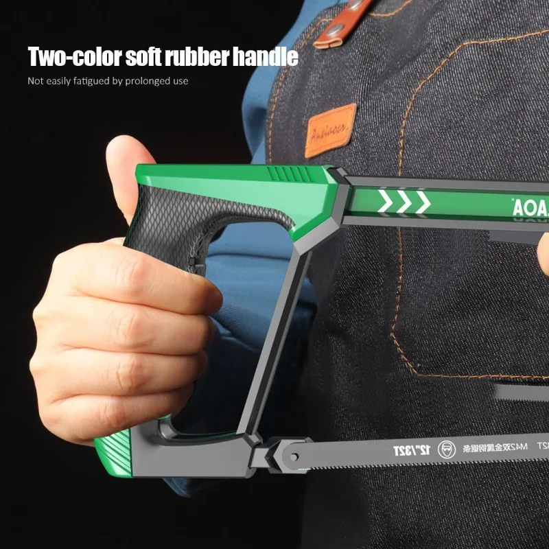 LAOA Heavy Duty 12Inch I-Type Aluminum Hacksaw Frame 45°90° Dual Angle Cutting Anti-slip Handle LA142338