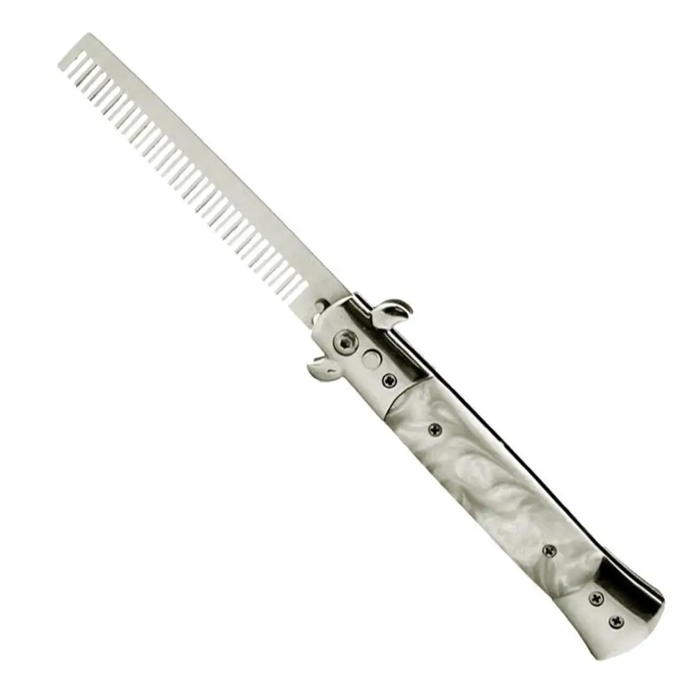 Automatic Steel Combs Foldable Knife Brushes Hair Trimmer Pocket Brush Mens Knife butterfly Comb Accessories V0N1