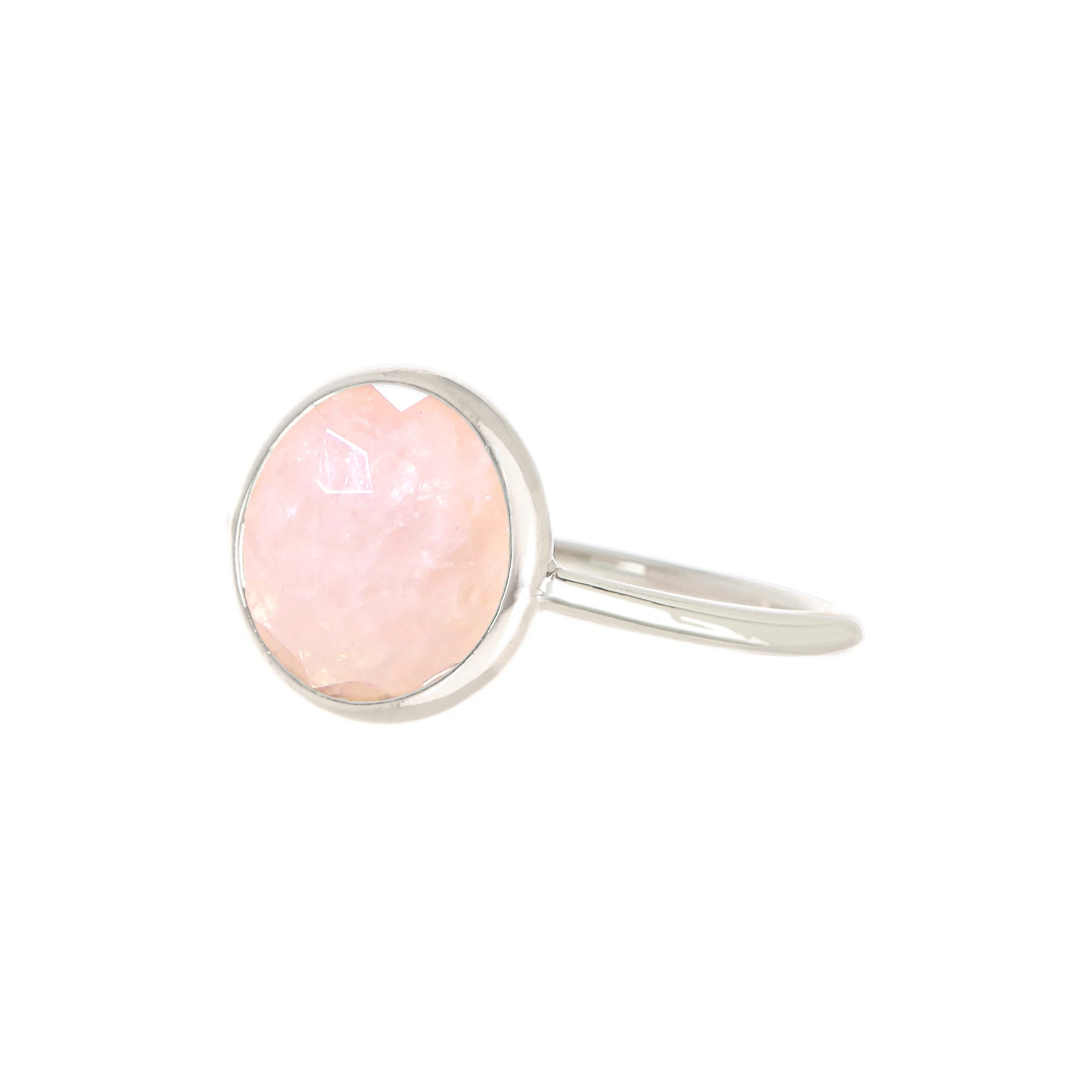 Rose Quartz Gemstone Round Ring Christmas Day Ring Jewelry All Size