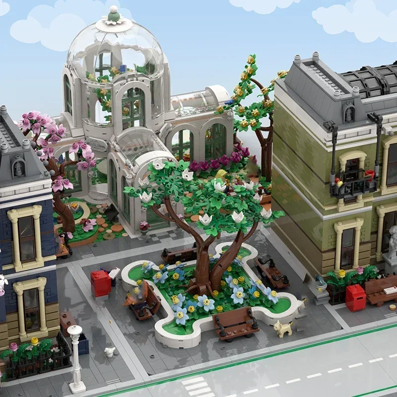 Bloques de construcción Moc modelo Street View, tecnología histórica del Parque Magnolia, bloques modulares, regalos, juguetes de Navidad, conjuntos DIY de montaje