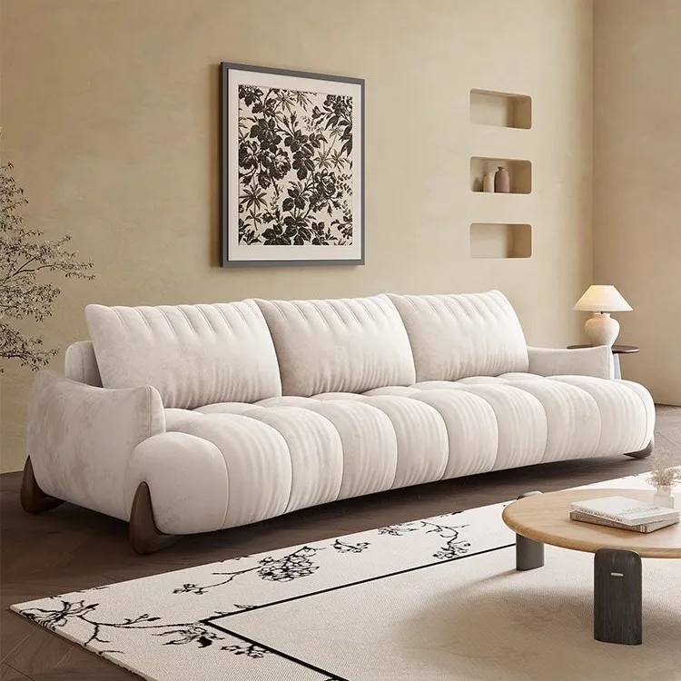 Fabric sofa living room modern cloud puff cream wind cat scratching cloth sofa