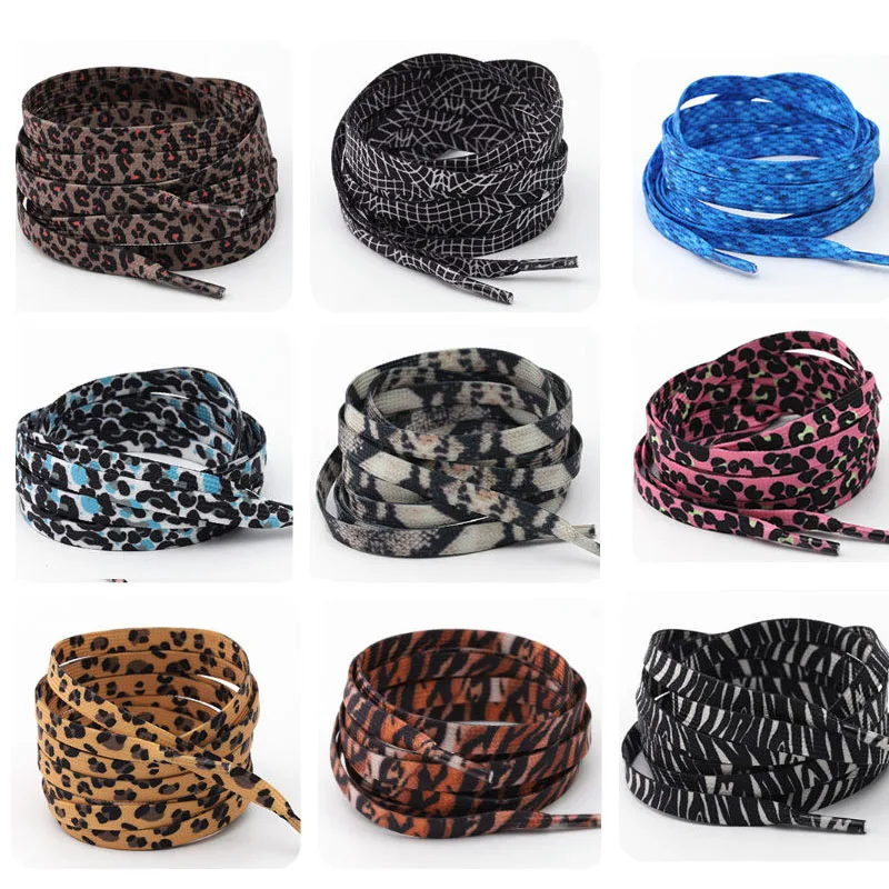 1 Pair Newest Classic Leopard Print Shoelaces Women Girl Men Flat Laces Applicable To All Kinds of Shoes for Outdoor Activities